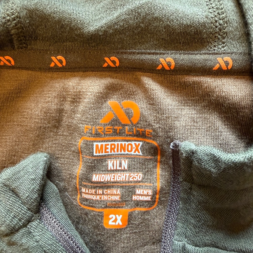 First Lite Kiln Men's MerinoX Zip Up Sweater, Hooded - Olive Green